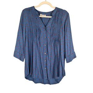 Coldwater Creek Fox Top Blue PM Preppy Classic Chic Retro Festive Neutral Artsy